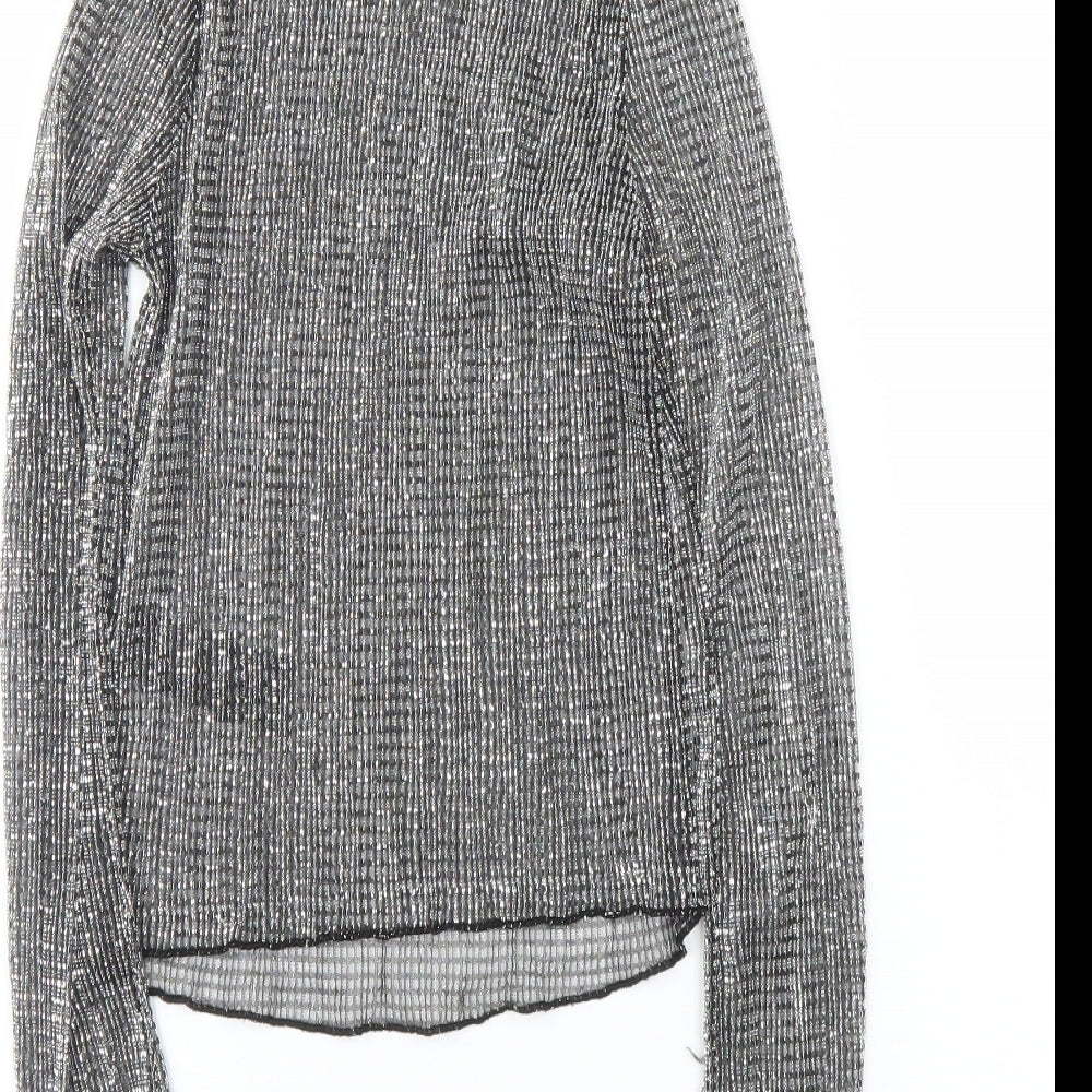Womens UK Size 6 Topshop Silver Basic Blouse