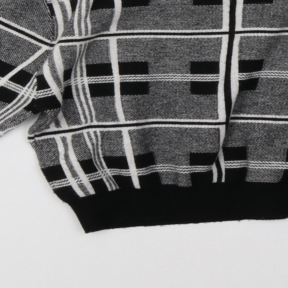 Brand and care label for Primark women’s grey check pullover sweatshirt, size UK 8, - cropped