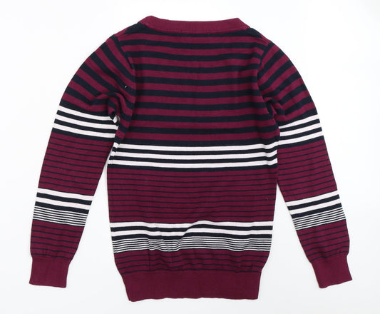 EWM Womens Purple Striped Pullover Jumper Size S