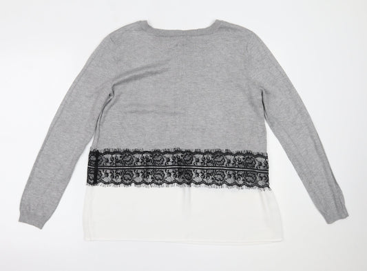 Womens UK Size 12 Peacocks Grey Basic Blouse