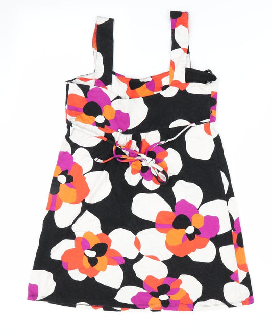 Red Herring Womens Black Floral Pinafore/Dungaree Dress Size 8