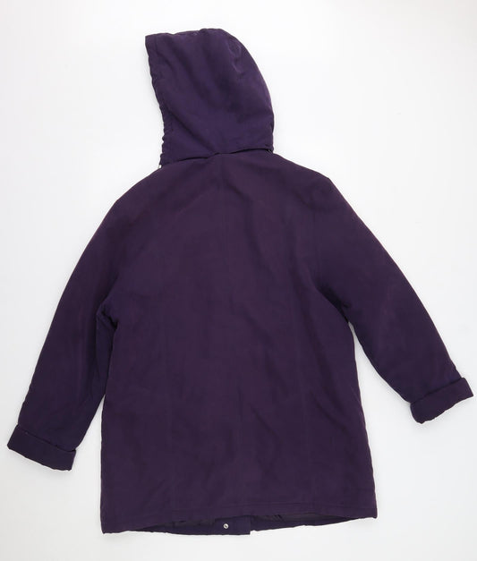 Back view of Klassik women’s purple parka coat one size