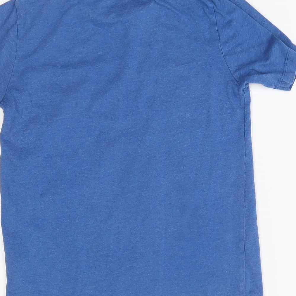 Brand and care label for Matalan boys’ blue basic t-shirt, size 8, years