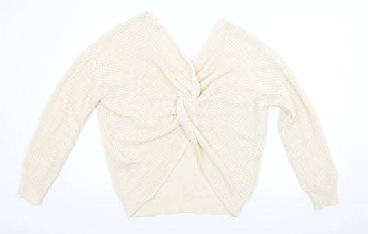 FOREVER 21 Womens White Striped Pullover Jumper Size S