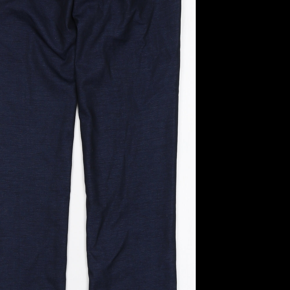 Brand and care label for Matalan men’s blue trousers, size 32, 33-inch leg