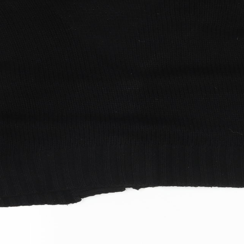 Brand and care label for Boohoo women’s black cardigan jumper, size M