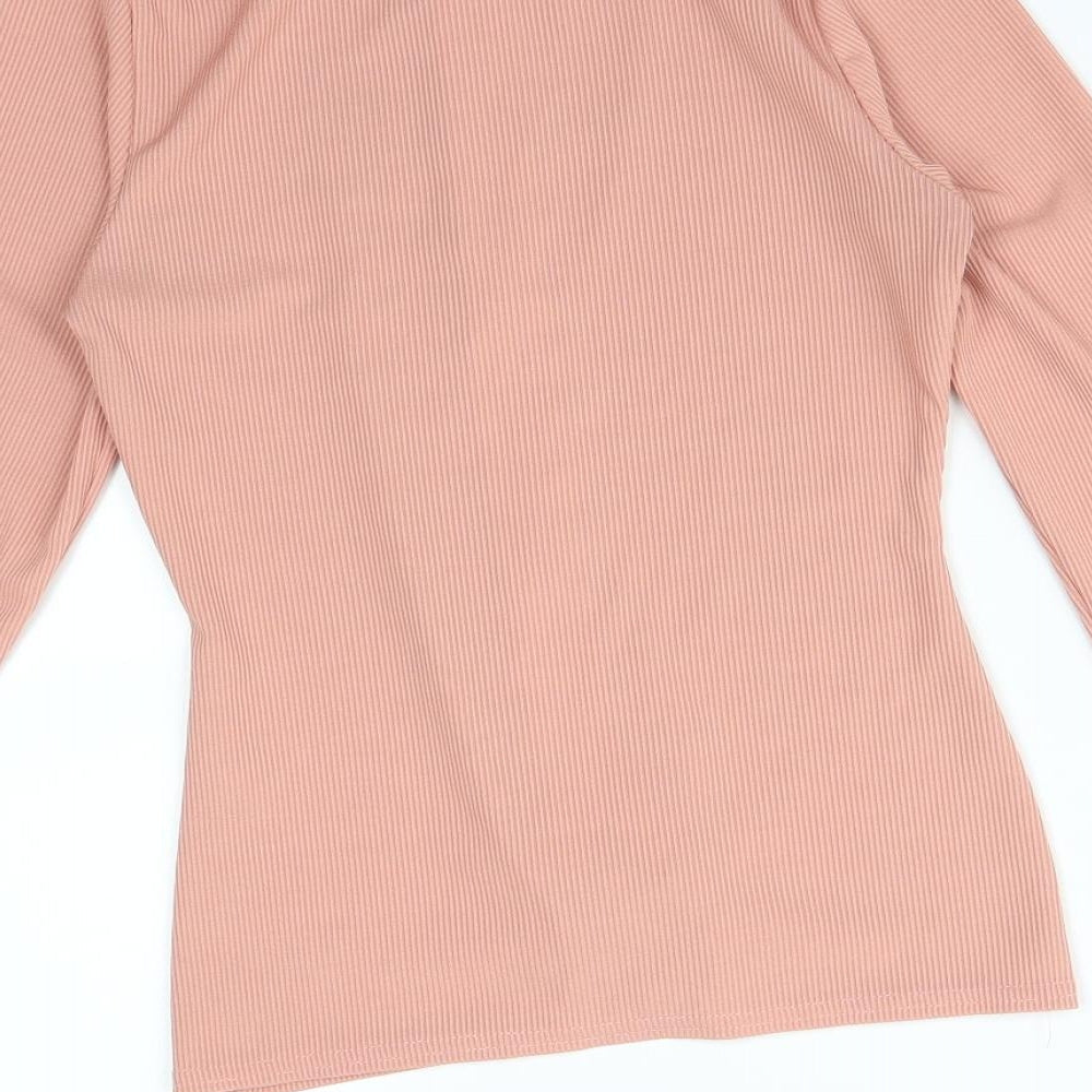 Boohoo Womens Pink Striped Full Zip Jumper Size 8