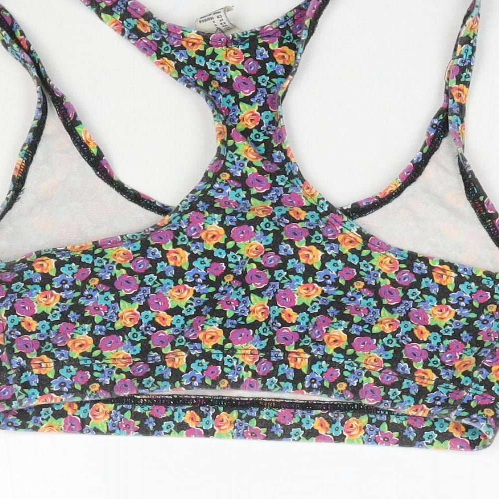 I Love H81 Womens Multicoloured Floral Cropped Tank Size S