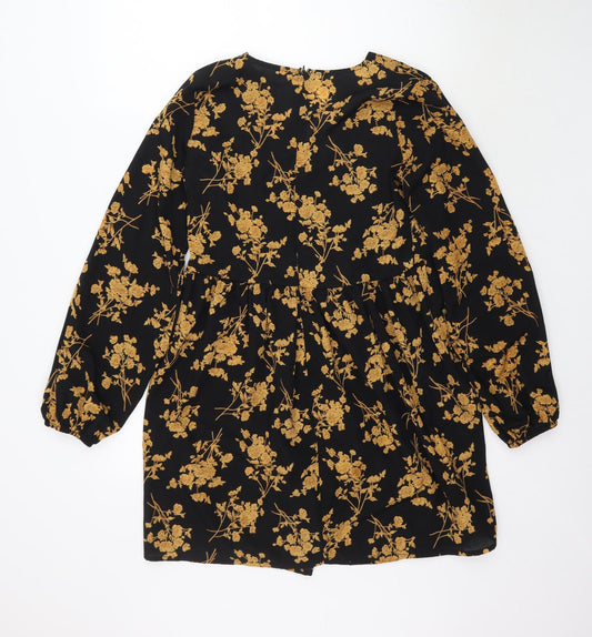 SheIn Womens Black Floral Mini Size S