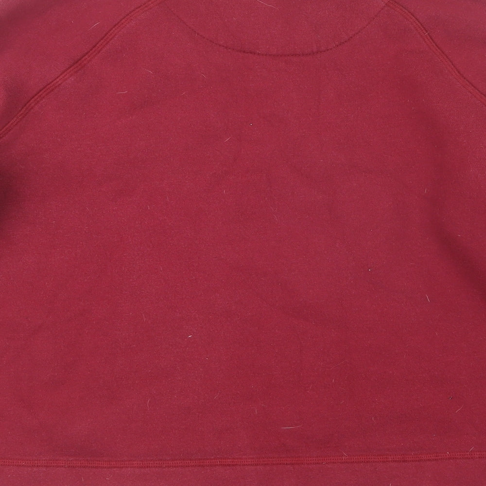 Brand and care label for GYMPRO women’s red jumper, size M