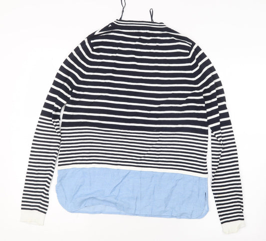 TU Womens Blue Striped Knit Pullover Jumper Size 10
