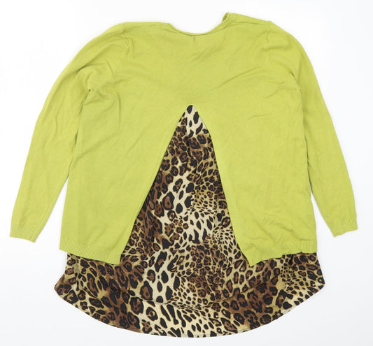 Finery Womens Green Animal Print Knit Pullover Jumper Size S