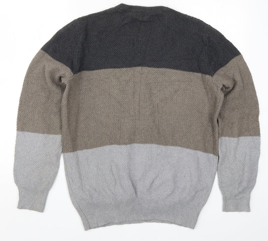 Gap Mens Grey Striped Knit Pullover Jumper Size M - Brown