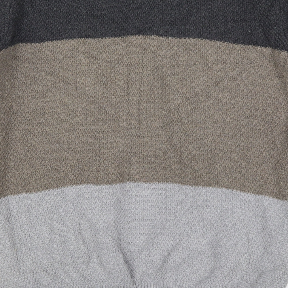 Brand and care label for Gap men’s grey striped knit jumper, size M, - brown