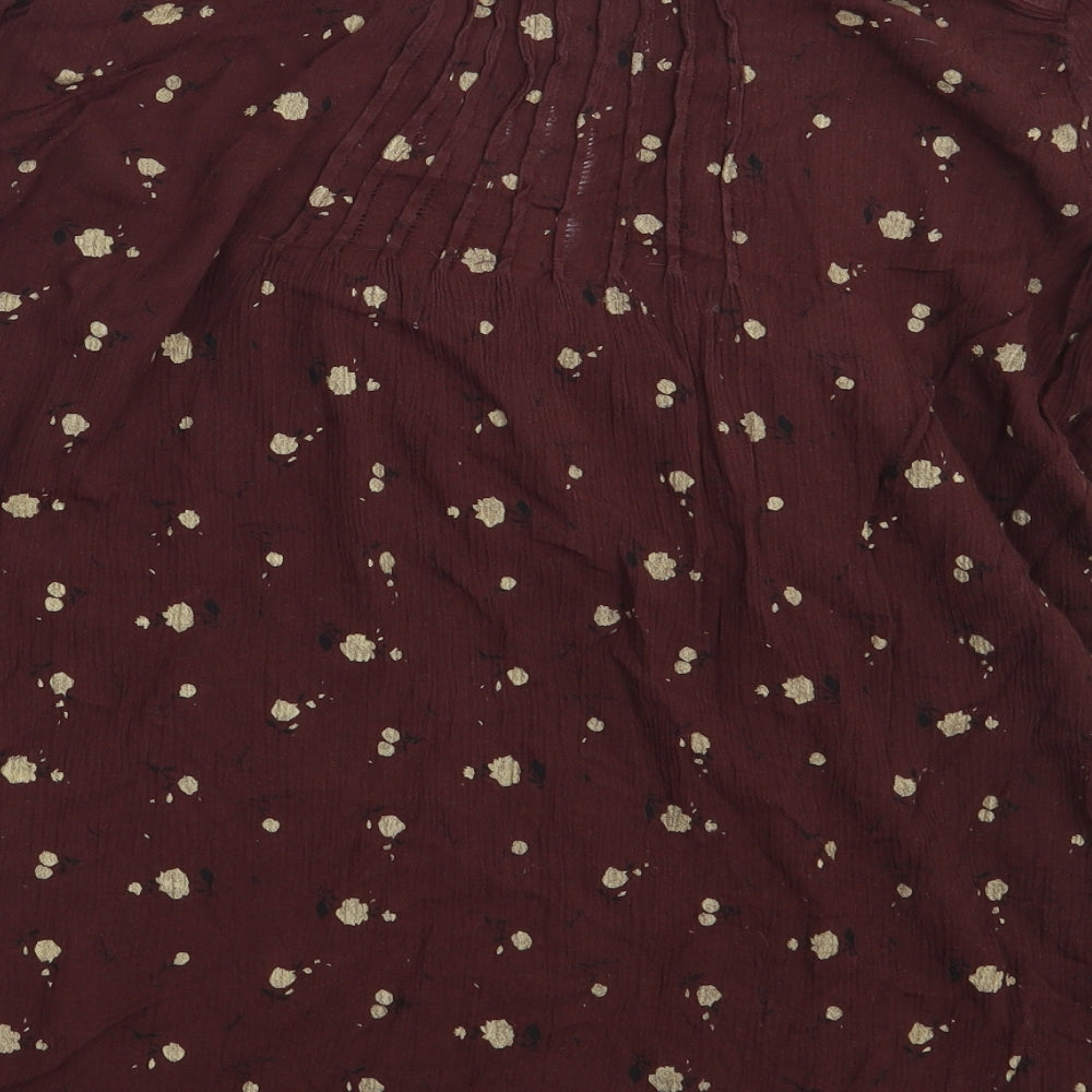 Brand and care label for FatFace women’s brown floral basic blouse one size
