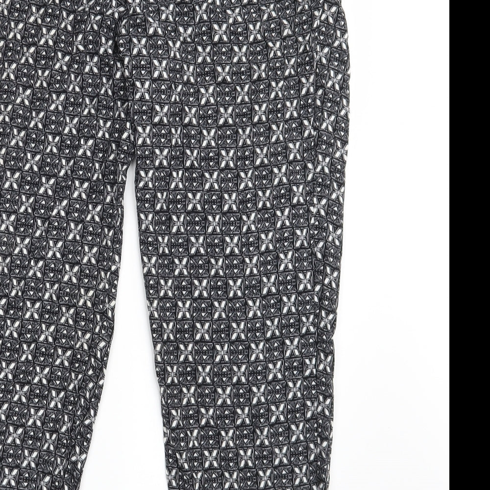 Bonmarché Womens Black Geometric Trousers Size 14 L20 in