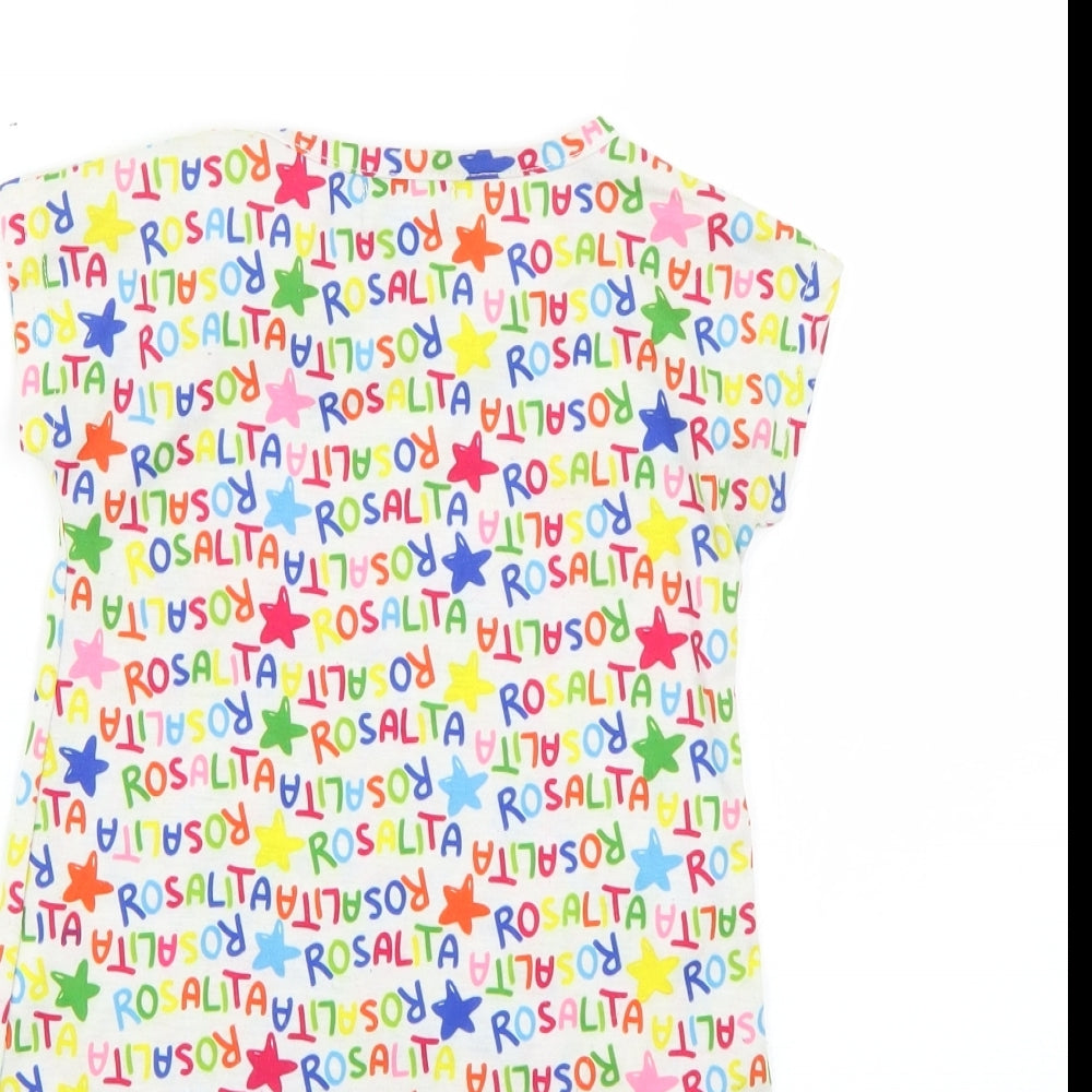 Brand and care label for rosalita girls’ multicoloured geometric basic t-shirt, size 3, years