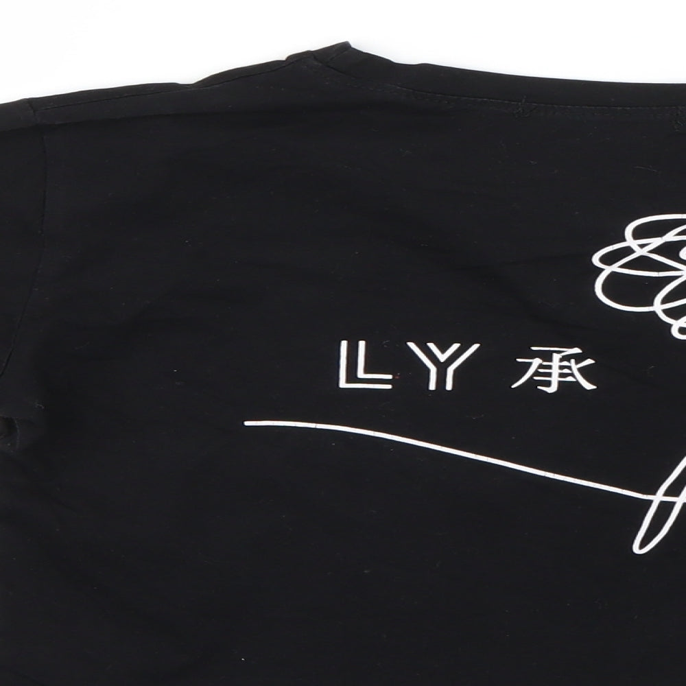 xuanshow Womens Black Cropped T-Shirt Size S