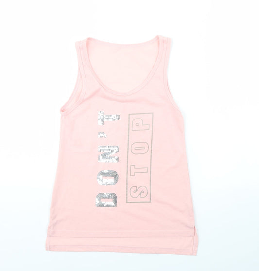 Additional front view of Active girls’ pink basic tank, size 10, years