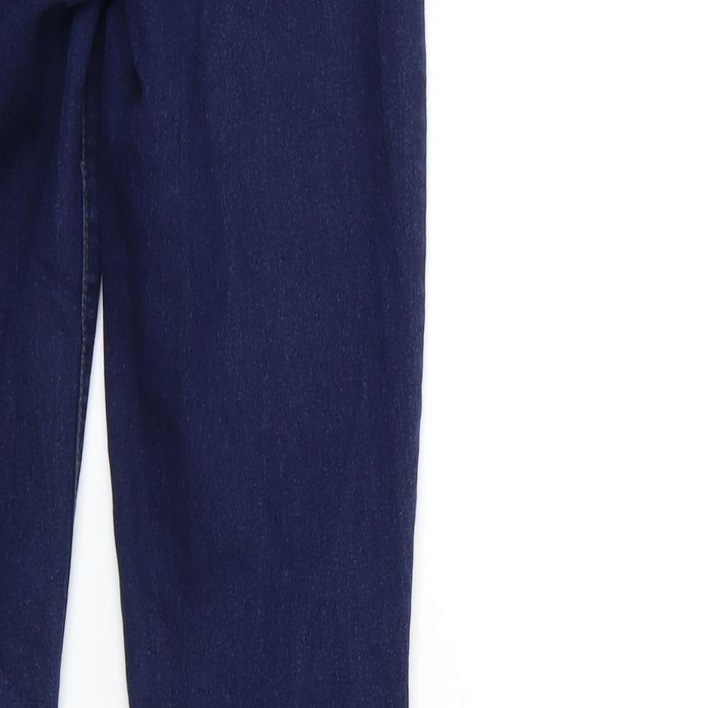 Brand and care label for Denim & Co. women’s blue denim skinny jeans, size UK 8, 32-inch leg