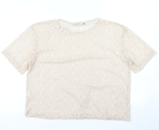 Womens UK Size 16 Atmosphere Beige Basic T-Shirt