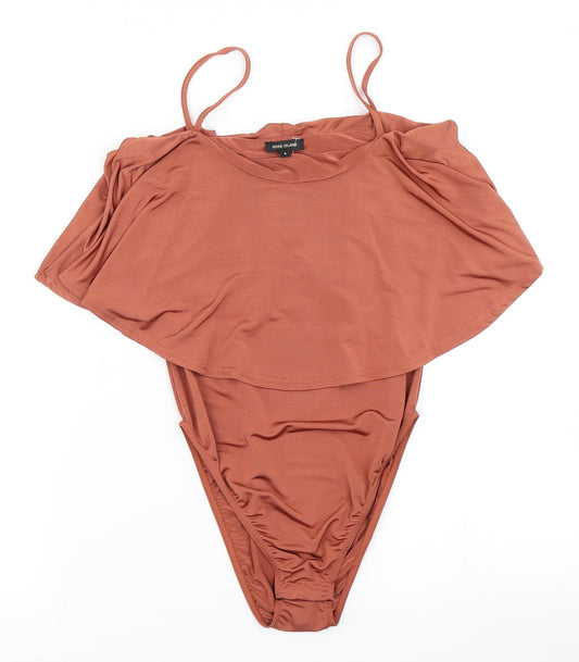 Additional front view of River Island women’s brown bodysuit one-piece, size UK 6