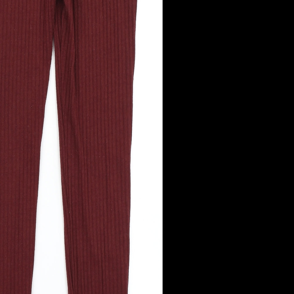 Womens UK Size 8 Boohoo Regular Fit Carpenter Red Trousers