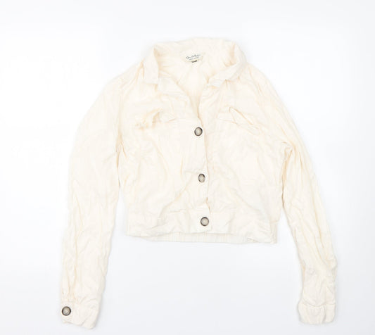 Womens UK Size 10 Miss Selfridge White Basic Button-Up