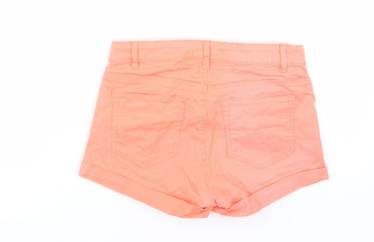 H&M Womens Orange Denim Paperbag Shorts Size 4