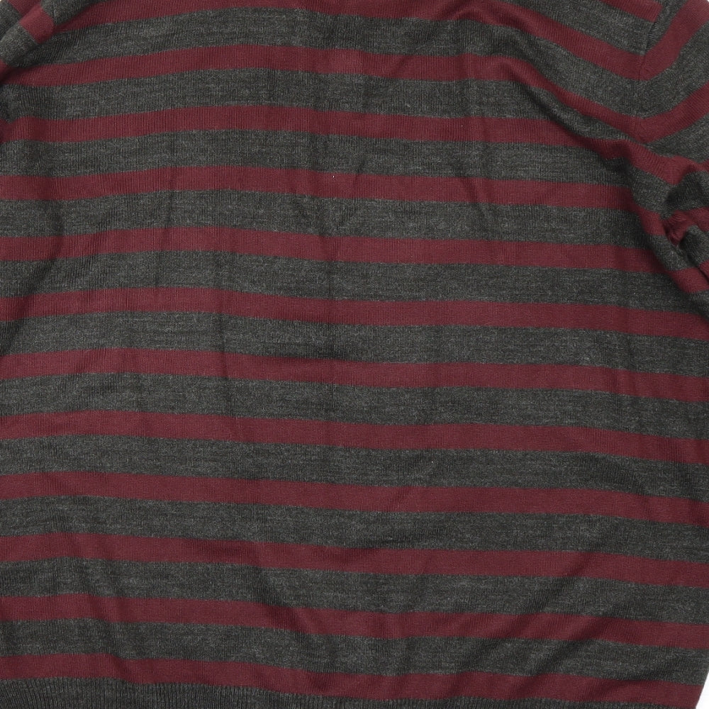 Burton Mens Grey Striped Pullover Jumper Size XL