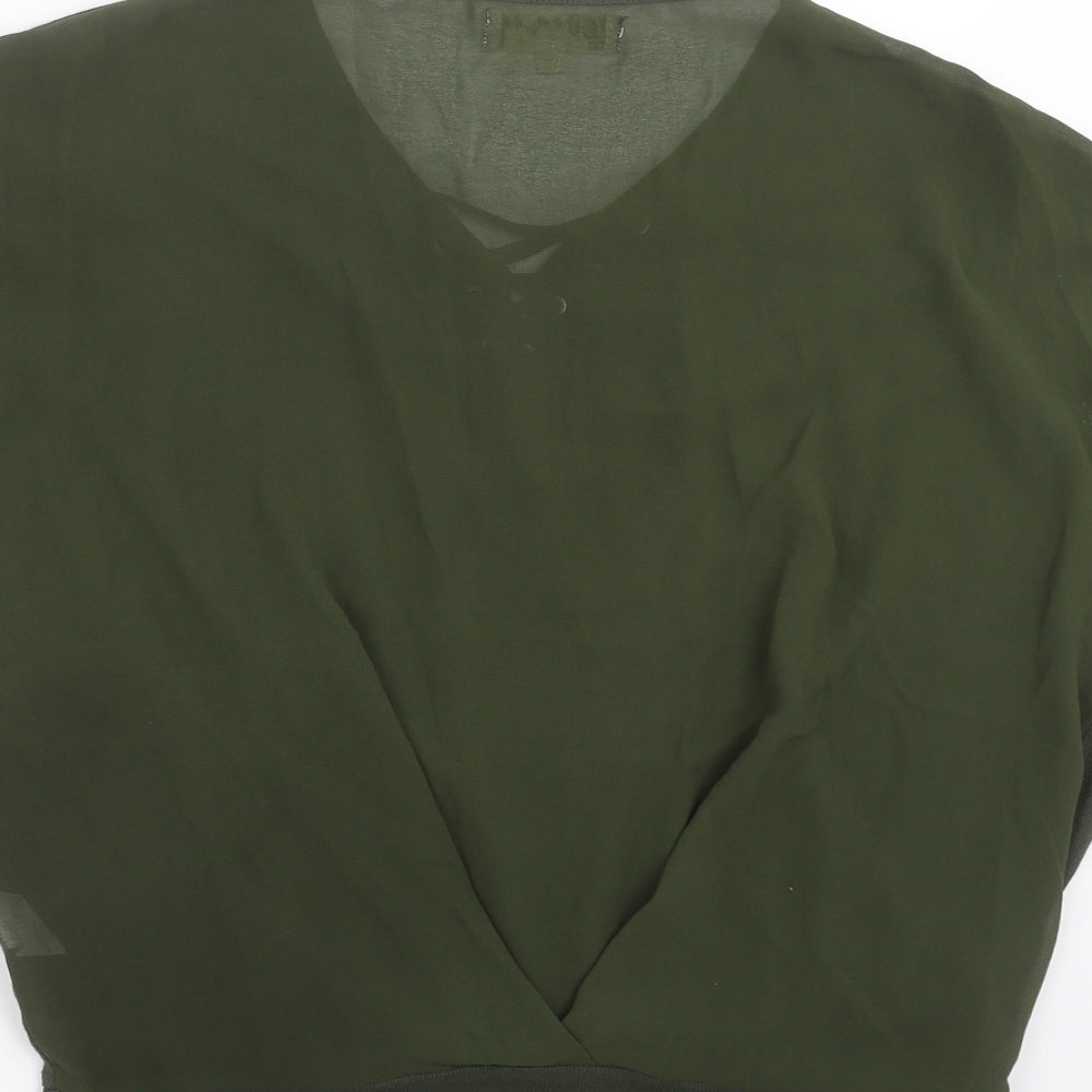 Womens UK Size S Voulez-Vous Green Basic Blouse