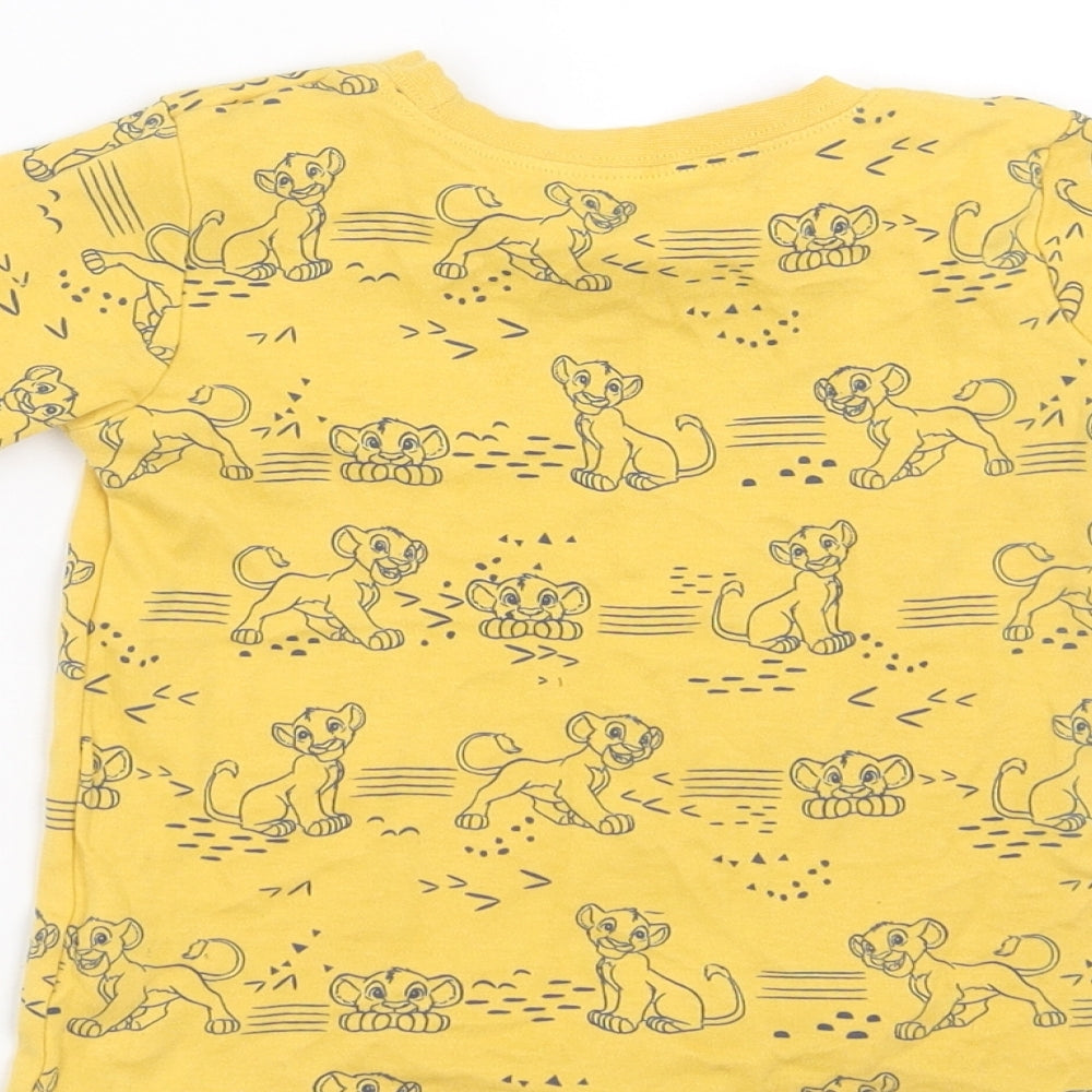 Brand and care label for George Baby Yellow Basic T-Shirt, size 18-24, Months - Simba Lion King