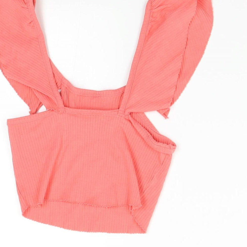 Womens UK Size S Zara Pink Cropped Blouse