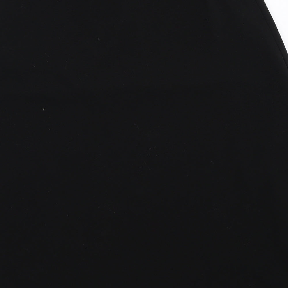 Brand and care label for Marks & Spencer women’s black flare skirt, size UK 10