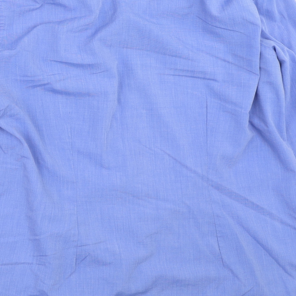 Mens UK Size 16 NEXT Blue Button-Up Long Sleeve Casual Shirt