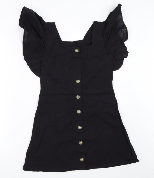 Additional front view of women’s black fit & flare, size S