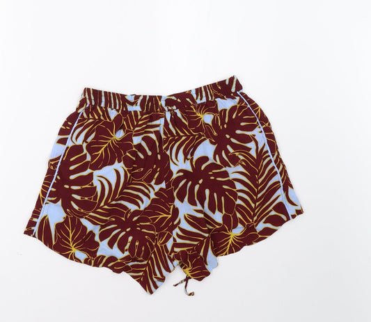 H&M Womens Red Geometric Paperbag Shorts Size 10
