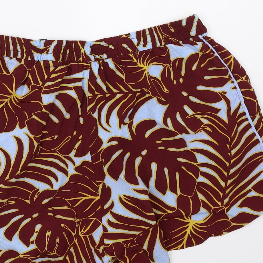 H&M Womens Red Geometric Paperbag Shorts Size 10