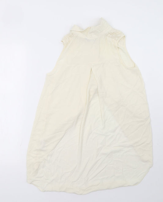 Dorothy Perkins Womens White Mesh Basic Button-Up Size 10