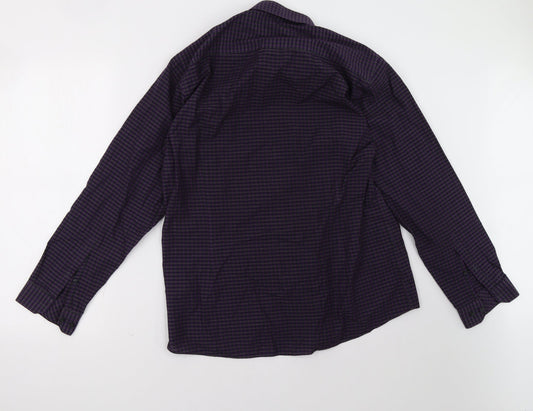 Cedar Wood State Mens Purple Check Polo Size 16.5