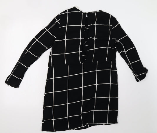 H&M Womens Black Check A-Line Size 10