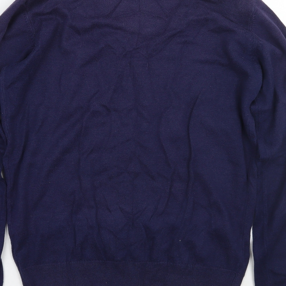 Brand and care label for Palm Grove women’s blue jumper, size UK 10