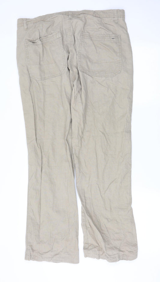 Denim & Co. Womens Beige Trousers Size 36 L32 in