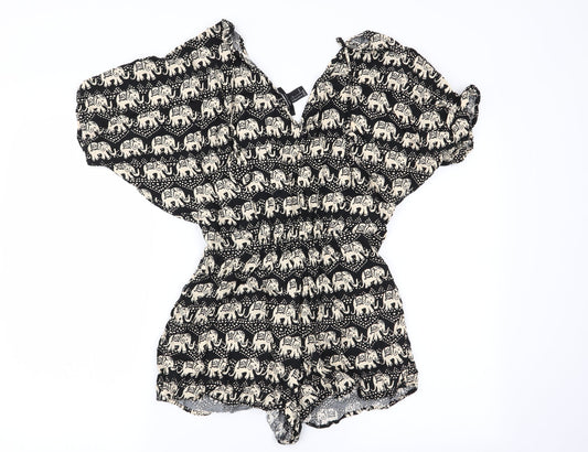 FOREVER 21 Womens Black Geometric  Playsuit One-Piece Size S