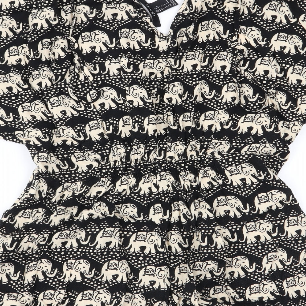 FOREVER 21 Womens Black Geometric Playsuit One-Piece Size S