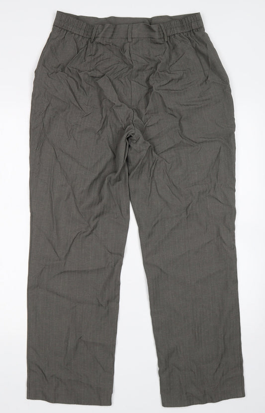 M&S Womens Grey Striped Trousers Size 14 L27 in