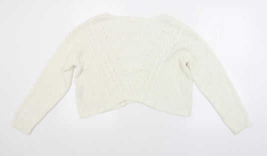 FOREVER 21 Womens White Argyle/Diamond Pullover Jumper Size L