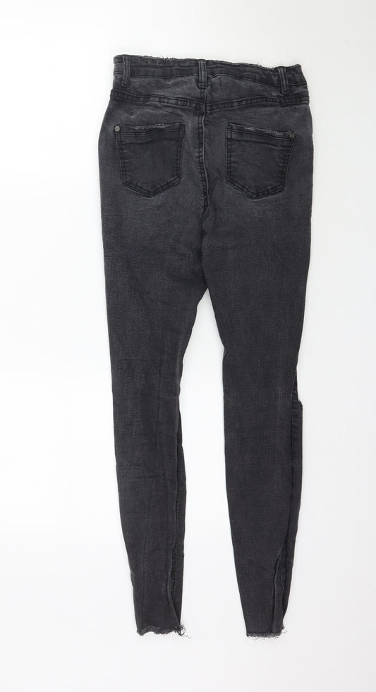 Missguided Womens Grey Denim Skinny Jeans Size 12 L28 in - Washed black