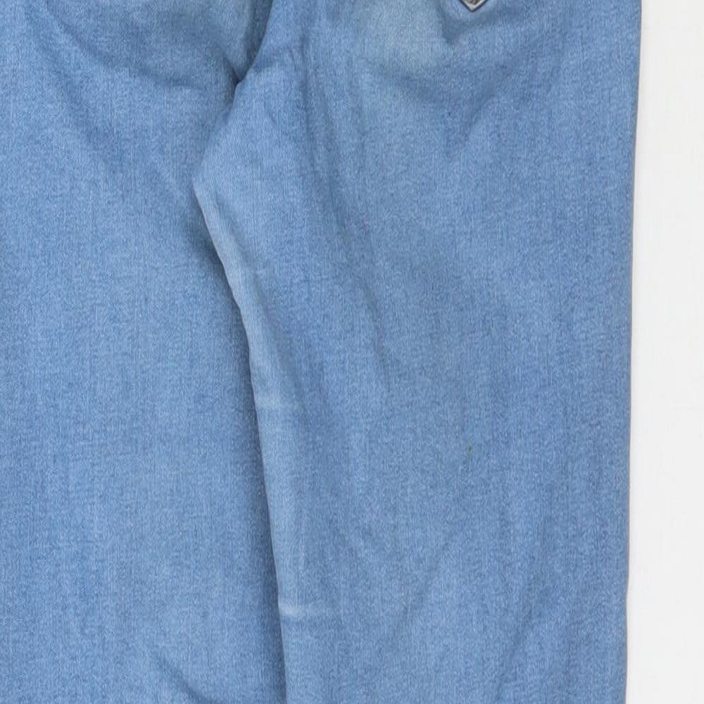 Brand and care label for Denim Co. women’s blue denim skinny jeans, size UK 8, 26-inch leg