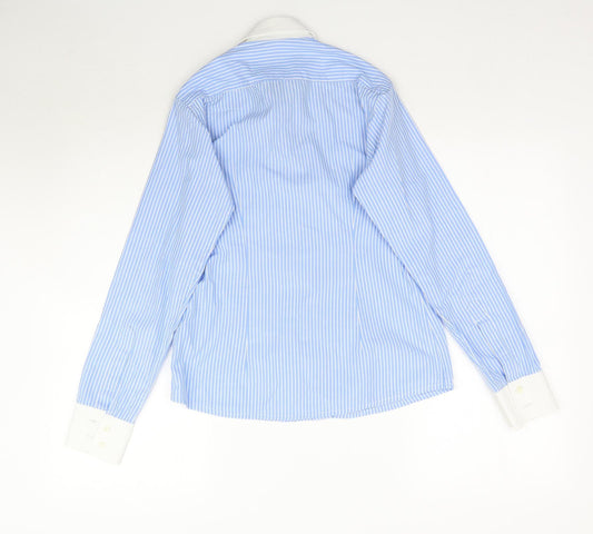 Womens UK Size M Preworn Blue Basic Button-Up